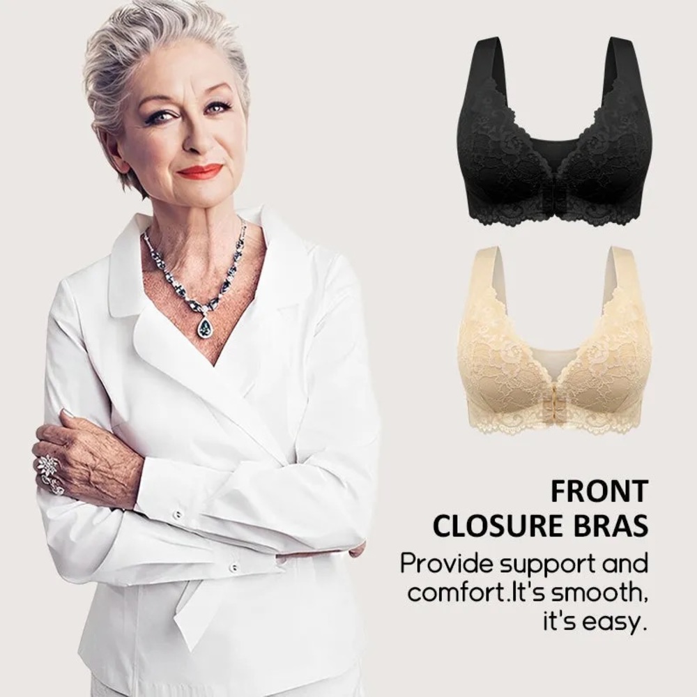 NWT LILY® '5D' SHAPING PUSH UP FRONT CLOSURE WIRELESS BREATHABLE BRA(3 pack) XL